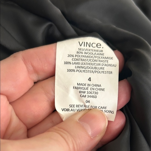 Vince wool blend coat with leather trim, size 4 - Picture 11 of 11